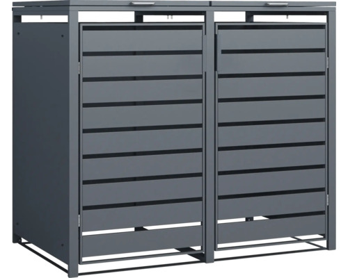 Mülltonnenbox für zwei Mülltonnen mit horizontalen Streben