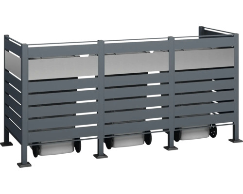 Mülltonnenbox für drei Mülltonnen aus Metall