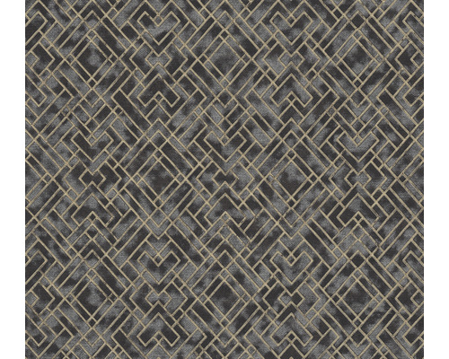 Vliestapete Metropolitan Stories 3 geometrisch schwarz gold Tapete mit geometrischem Art-Déco-Muster