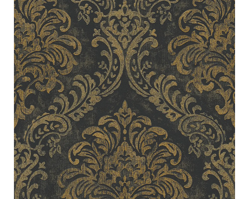 Vliestapete Metropolitan Stories 3 Ornament schwarz gold Tapete mit floralem Muster