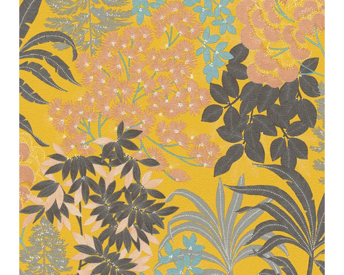 Vliestapete Metropolitan Stories 3 floral gelb grün Tapete mit Pflanzenmuster