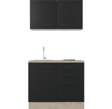 Miniküche Flex Well Capri schwarz matt/Wildeiche 100x60 cm inkl. Einbaugeräte-thumb-3