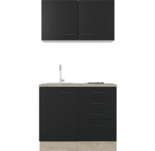 Miniküche Flex Well Capri schwarz matt/Wildeiche 100x60 cm inkl. Einbaugeräte-thumb-3 Miniküche Flex Well Capri schwarz matt/Wildeiche 100x60 cm inkl. Einbaugeräte-thumb-3