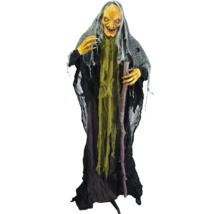 Halloween-Dekoration: Hexenfigur mit Stab