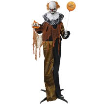 Dekofigur eines Clowns mit Ballon auf einem Ständer für Halloween