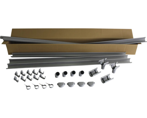 Marley Dachrinnenset für Seitenlänge 4 m grau RG 75 mm Dachrinnen Set mit Dachrinnen, Rohren und Befestigungsmaterial