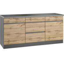 Unterschrank mit Holzeffekt und grauer Arbeitsplatte