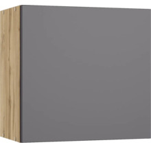 Hängeschrank mit grauer Tür und Holzdekor