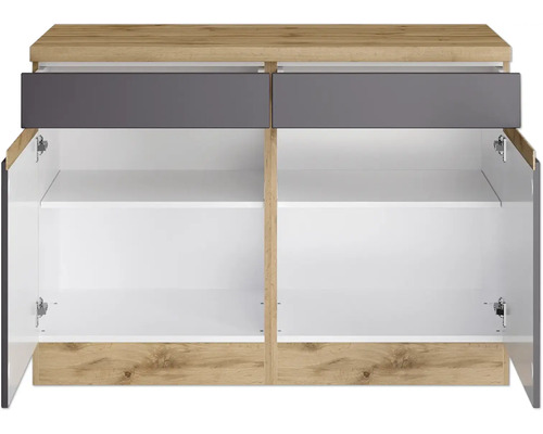 Kommode mit zwei Schubladen und zwei offenen Schrankfächern