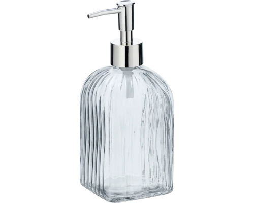 Seifenspender aus Glas mit verchromtem Spenderkopf