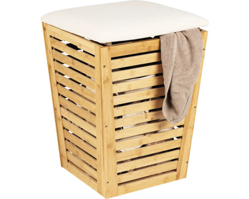Wäschetruhe aus Bambus mit Sitzfläche
