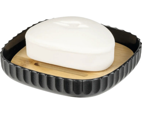 Seifenschale mit Seife aus Bambus und Keramik