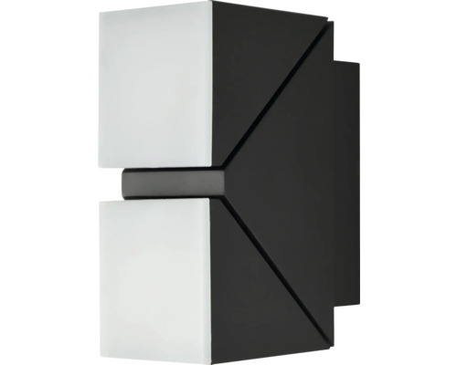 Wandleuchte mit zwei Würfeln und eckiger Halterung