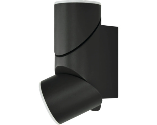 Schwarze Wandleuchte mit schwenkbarem Spot zur gezielten Beleuchtung