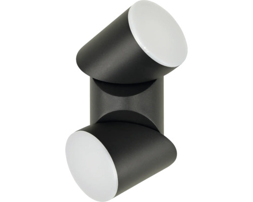 Schwarze Wandleuchte mit zwei Leuchtenköpfen