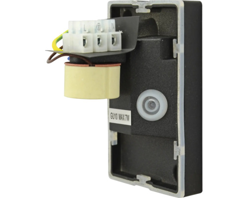 Rückansicht einer GU10 Fassung mit maximal 7 Watt