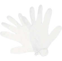 Ein Paar durchsichtige Einmalhandschuhe