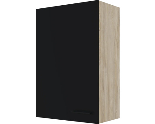 Hängeschrank Flex Well Capri schwarz matt/Wildeiche 60x89x32 cm mit Drehtüre Küchenhängeschrank mit Tür und Griff