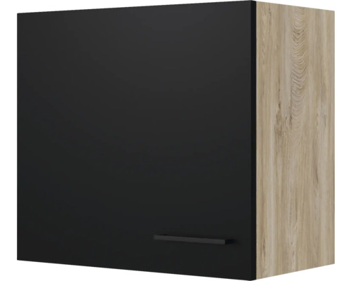 Hängeschrank Flex Well Capri schwarz matt/Wildeiche 60x54,8x32 cm mit Drehtüre Hängeschrank mit Tür und Griff