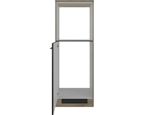 Küchenunterschrank mit offener Tür zur Küchenaufbewahrung