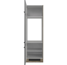 Kühlumbauschrank Flex Well Capri schwarz matt/Wildeiche 60x200x57 cm-thumb-1