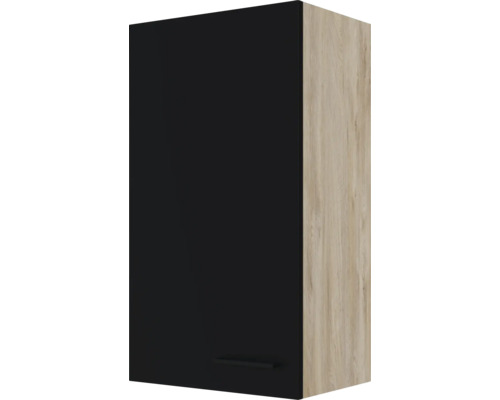 Hängeschrank Flex Well Capri schwarz matt/Wildeiche 50x89x32 cm mit Drehtüre Hängeschrank mit schwarzer Tür und Holzstruktur