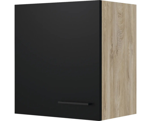 Hängeschrank Flex Well Capri schwarz matt/Wildeiche 50x54,8x32 cm mit Drehtüre Hängeschrank mit Tür und Griff