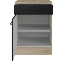 Unterschrank Flex Well Capri schwarz matt/Wildeiche 60x85x60 cm mit Drehtür-thumb-1 Unterschrank Flex Well Capri schwarz matt/Wildeiche 60x85x60 cm mit Drehtür-thumb-1