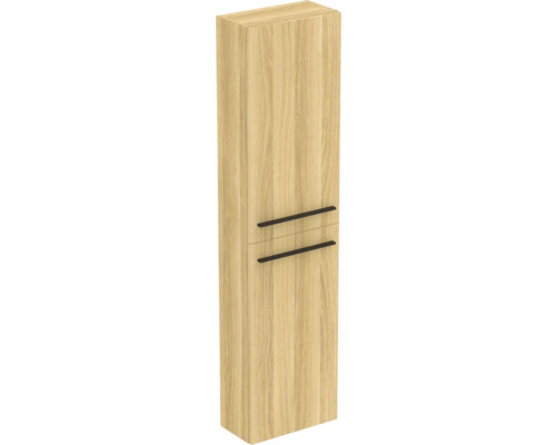 Hochschrank in Holzoptik mit zwei Schubladen und Griffen
