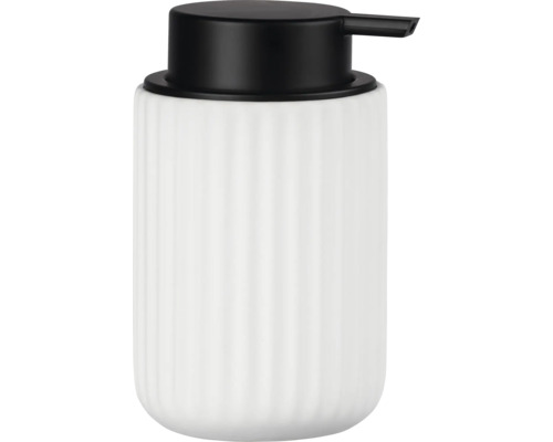 Seifenspender mit Rillenmuster und schwarzem Spenderkopf