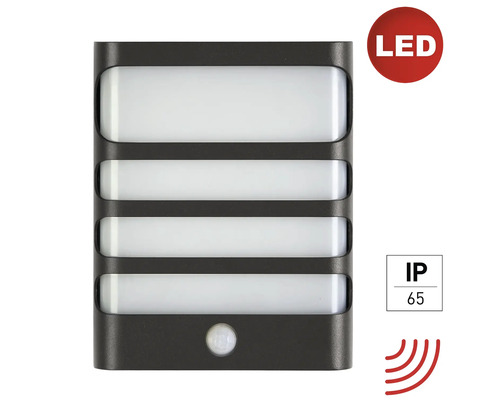 LED Wandleuchte e2 Vega mit Sensor 7,5 W 1-flammig IP 65 anthrazit LED-Wandleuchte mit Bewegungsmelder und Schutzart IP65