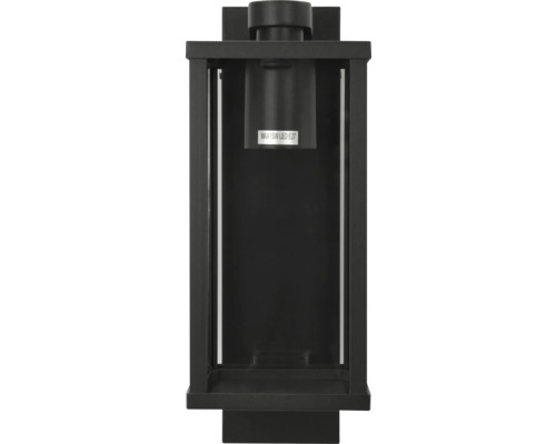 Schwarze Aussenwandleuchte mit LED E27 Fassung und maximal 15 Watt Leistung