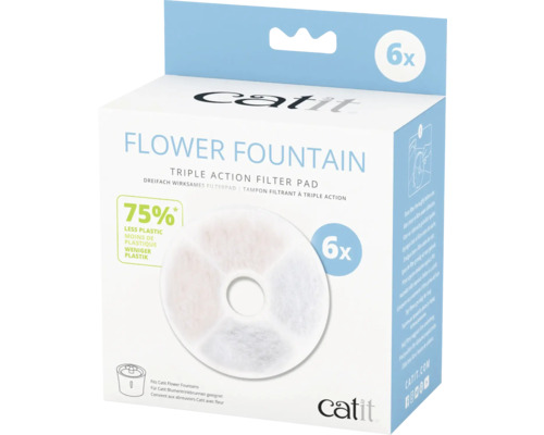 Ersatzfilter catit Triple Action Filter rahmenlos, 3 in 1 Aktivkohle-, Watte-, Ionenaustauschharz-Filter, 6 er Pack für Blumentrinkbrunnen von catit Ersatzfilter catit Triple Action Filter rahmenlos, 3 in 1 Aktivkohle-, Watte-, Ionenaustauschharz-Filter, 6 er Pack für Blumentrinkbrunnen von catit