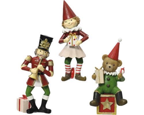 Weihnachtsdeko Figuren 5,3x5,7x15 cm 3-fach sortiert