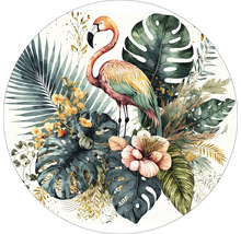 Glasbild Flamingo In Leaves Ø 30 cm-thumb-0 Glasbild Flamingo In Leaves Ø 30 cm-thumb-0