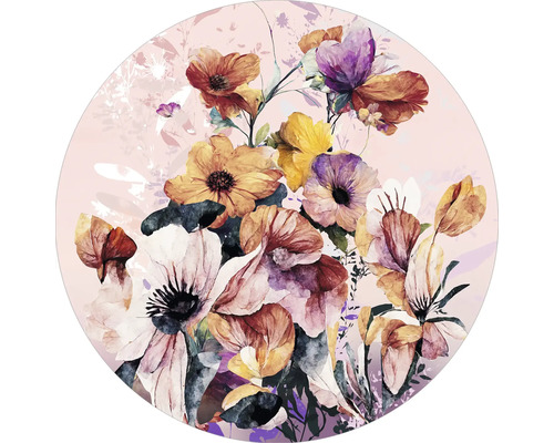Glasbild Watercolor Flowers VIII Ø 20 cm