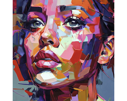 Glasbild Colorful Woman Portrait I 50x50 cm