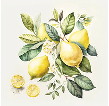 Illustration mit Zitrone, Blättern und Blüten