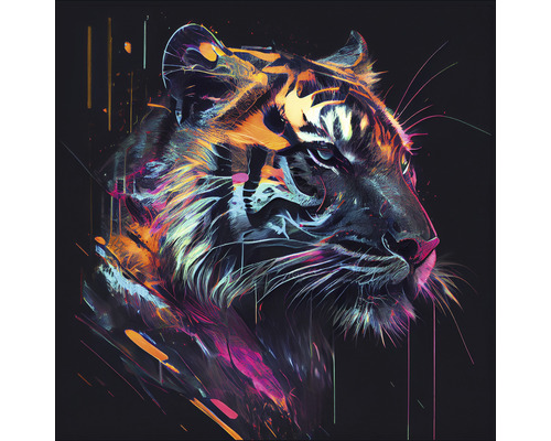 Glasbild Colorful Tiger Head II 30x30 cm