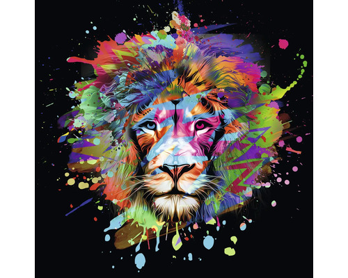 Glasbild Colorful Lion Head III 30x30 cm