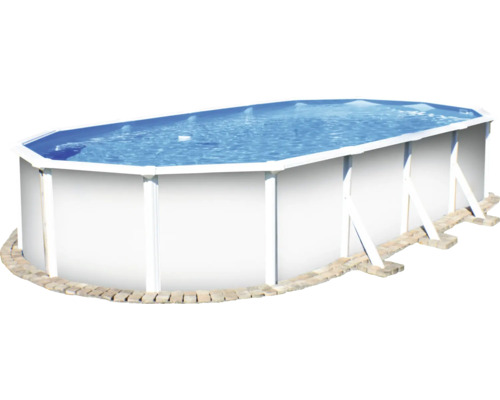 Aufstellpool Stahlwandpool-Set Planet Pool Vision-Pool Classic eckig 535x300x120 cm inkl. Sandfilteranlage, Leiter, Einbauskimmer, Filtersand & Anschlussschlauch weiß