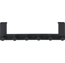 Schwarze Türgarderobe mit sechs Haken zur einfachen Montage.