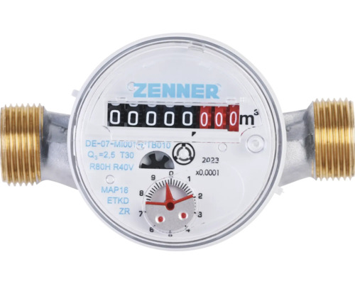 Wohnungswasserzähler Zenner 1/2" ETKD Q3=2,5 (Qn 1,5) - 110 mm für Kaltwasser Wasserzähler