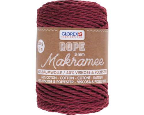 Glorex Makramee Garn, 3 mm dick, 250 g Rolle
