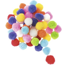 Bündel verschiedenfarbiger Pompons zum Basteln