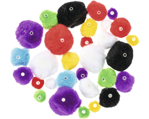 Verschiedenfarbige Bommel zum Basteln