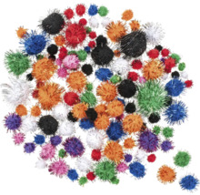 Mehrfarbige Bastelpompons in verschiedenen Größen