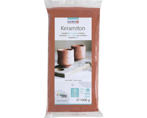 Keramiton Modelliermasse gebrauchsfertig lufthärtend und ofenhärtend geruchslosigkeit terracotta 1 kg Packung Glorex Keramiton Modelliermasse, 1000 Gramm
