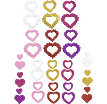 Glitzernde Herzaufkleber in verschiedenen Größen und Ausführungen