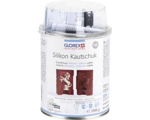 Silikon Kautschuk Formbaumasse hitzebeständig hochelastisch 1 kg Glorex Silikonkautschuk in einer Dose von 1000 g